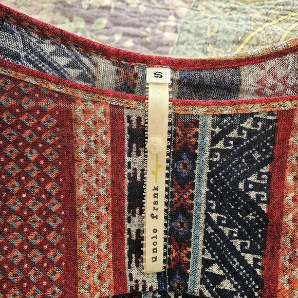 Uncle Frank Anthropologie Geometric Print Shift Dress Size Small, Tulip Sleeves - Picture 6 of 7